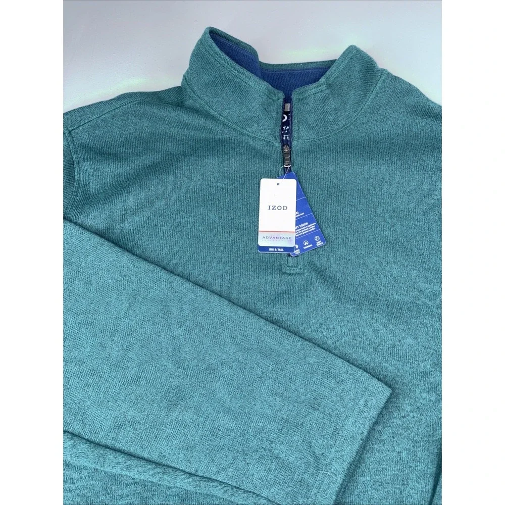 NWT IZOD Advantage‎ Performance Mens 3XLT Quarter Zip Pullover Velvet Green